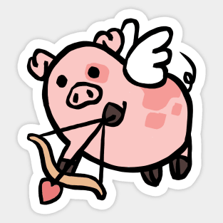 Cute Cartoon Cupid Piggy Sticker